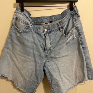 American Eagle Outfitters Blue Jean Shorts Distressed High-Waisted